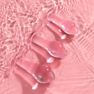 Pink Horn-Textured Translucent Glass Anal Plug DesireBlaze