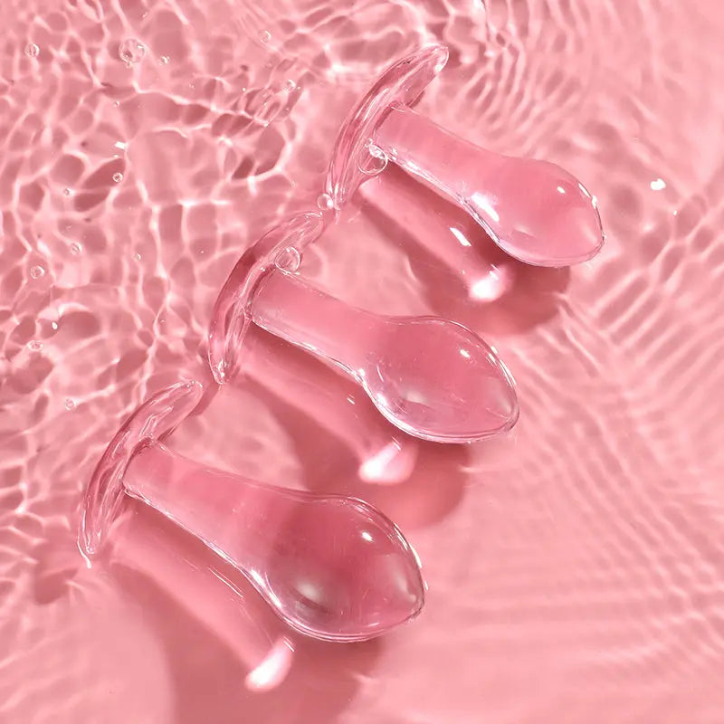 Pink Horn-Textured Translucent Glass Anal Plug DesireBlaze