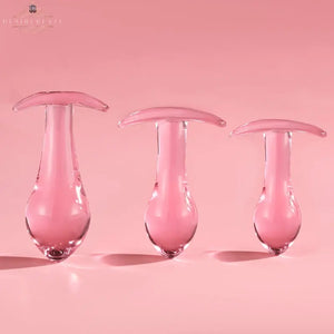 Pink Horn-Textured Translucent Glass Anal Plug DesireBlaze