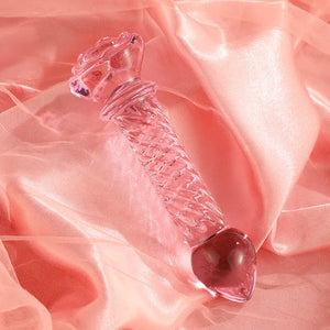 Pink Rosie Glass Dildo-Textured Ribbed DesireBlaze