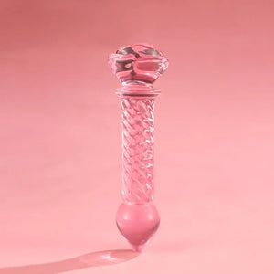 Pink Rosie Glass Dildo-Textured Ribbed DesireBlaze