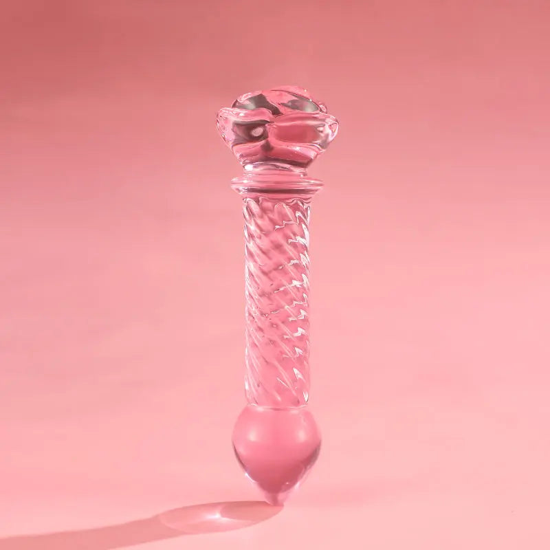 Pink Rosie Glass Dildo-Textured Ribbed DesireBlaze