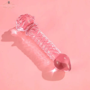 Pink Rosie Glass Dildo-Textured Ribbed DesireBlaze