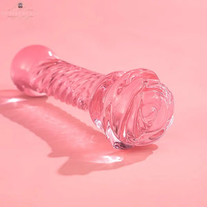 Pink Rosie Glass Dildo-Textured Ribbed DesireBlaze