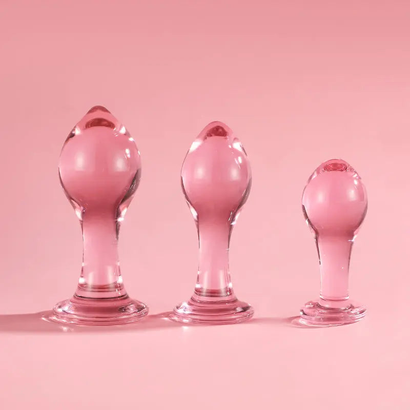 Pink Translucent Glass Anal Plug – Base Design DesireBlaze