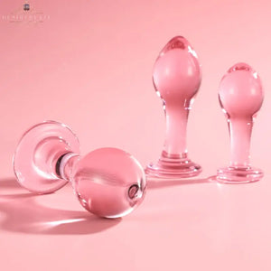 Pink Translucent Glass Anal Plug – Base Design DesireBlaze