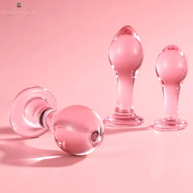 Pink Translucent Glass Anal Plug – Base Design DesireBlaze