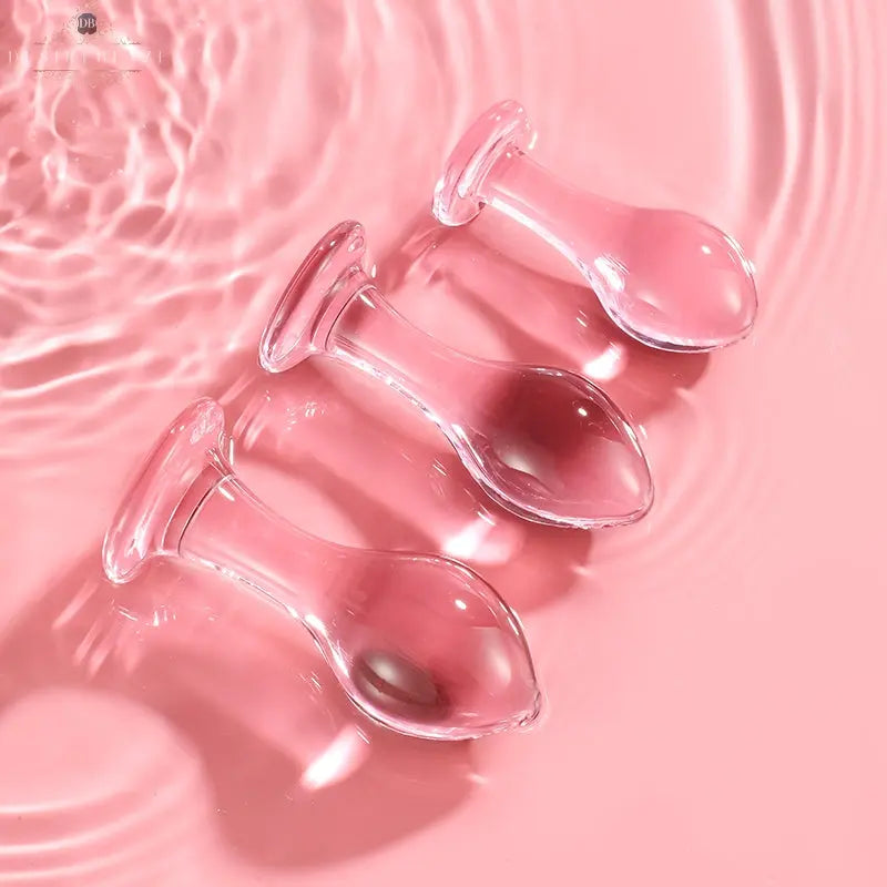 Pink Translucent Glass Anal Plug – Base Design DesireBlaze