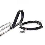 Genuine Leather Punk-Style Spiked Bondage Adult Collar